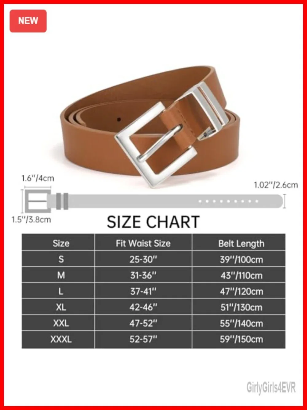 Women's Faux Leather Belt Square Buckle Waist Belt for Jeans Pants Dresses